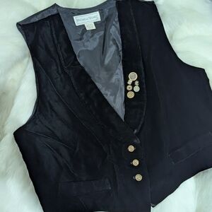 Michelle Stuart Vintage Black Velvet Vest Women’s Large | Adjustable Back
